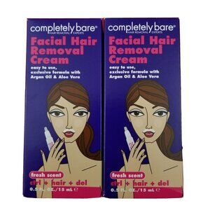 Lot of 2 completely bare Facial Hair Removal Cream Fresh‎ Scent 0.5 fl oz New